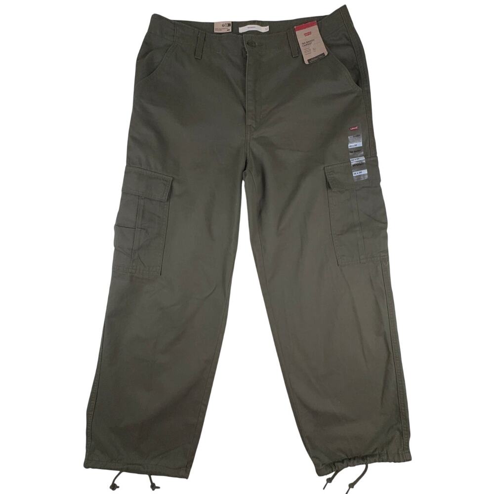 Levi's 94 Baggy Cargo Pants Womens 32x30 Army Green Cotton Adjustable Hem NWT